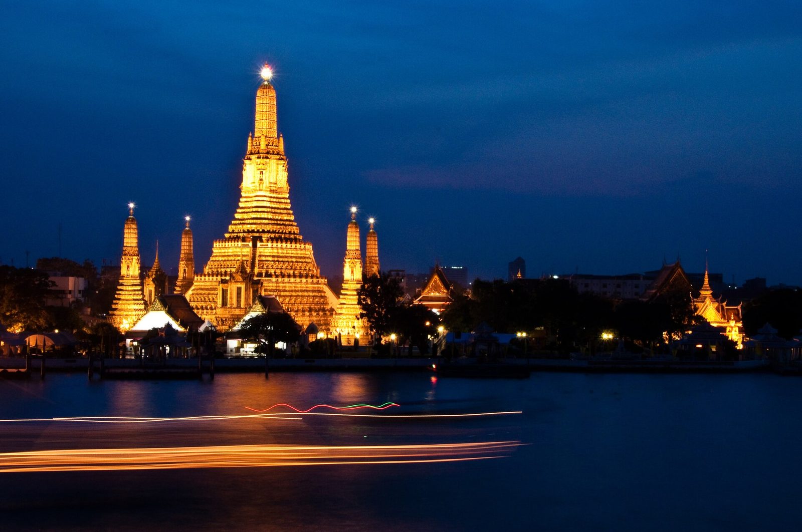 Bangkok's Chao Phraya River illuminated at night